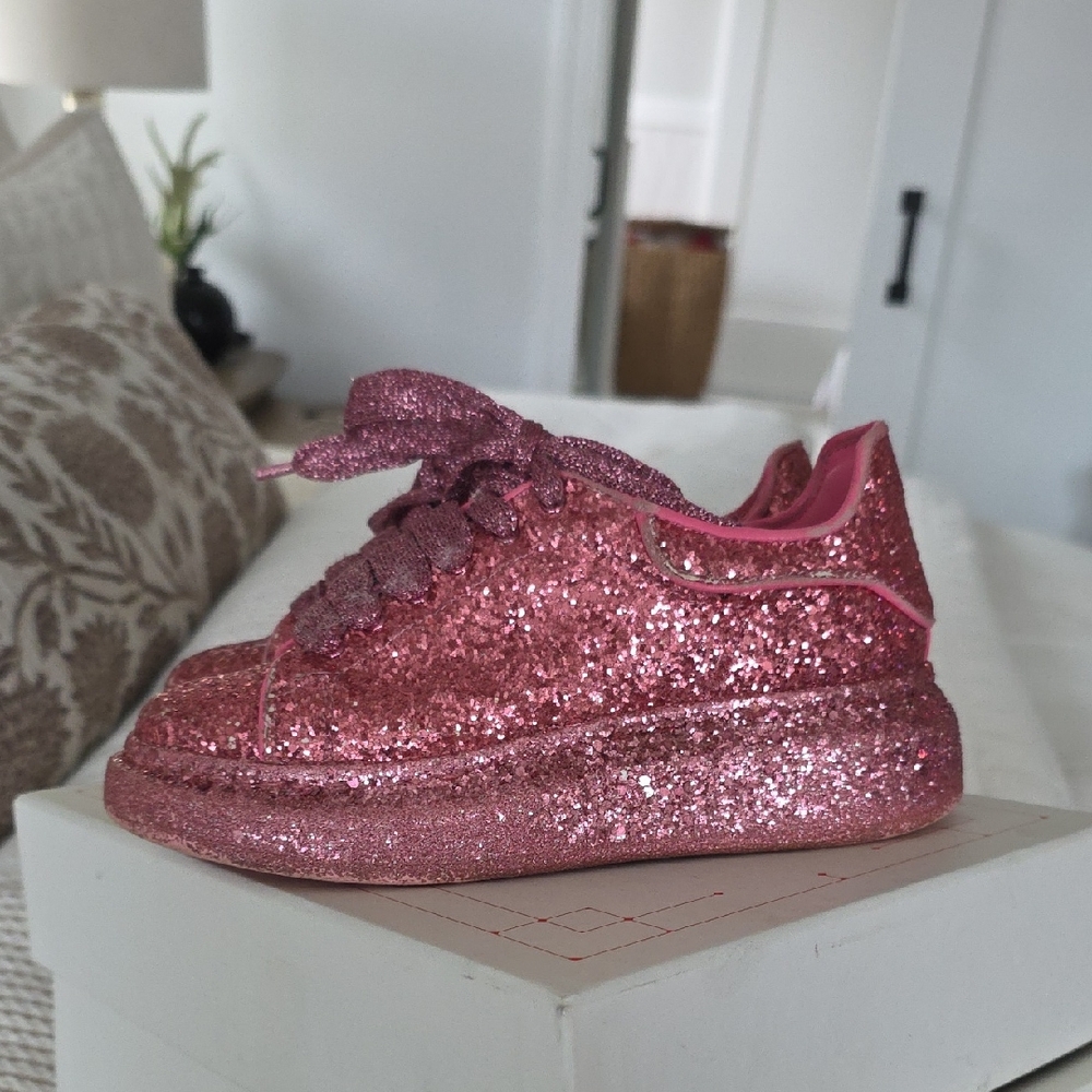 Alexander McQueen Glittery Pink Kids Sneakers